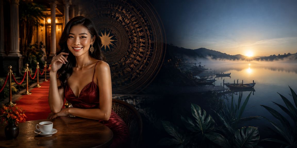Người dùng Đà Lạt thưởng thức cà phê và kiểm tra cashback bonus tài khoản